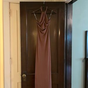 Meshki brown halter dress